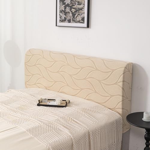Image of HOMETHREADS Stretchable Velvet Headboard Cover | Soft, Dust-Proof & Wrinkle-Resistant Bed Back Protector | Fits Leather, Wooden & Fabric Bedsides | for 3ft to 3.5ft Beds (Cream, 90x65Cm)