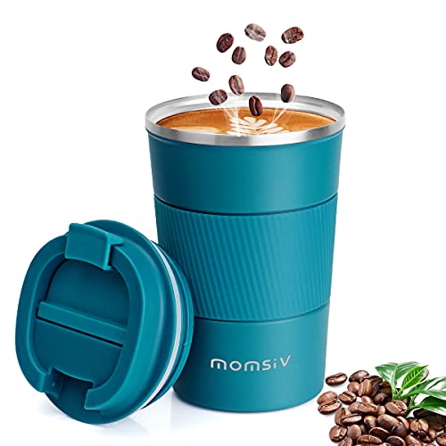 Taza térmica MOMSIV 13oz/380ml antideslizante acero inoxidable viaje taza taza de café de doble pared aislada al vacío a…