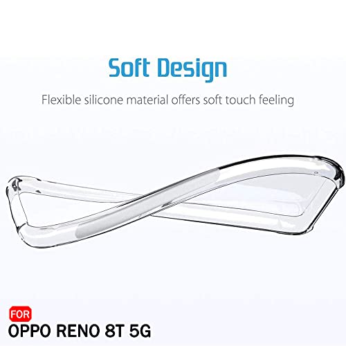 Image of TheGiftKart Best Camera Protection Back Cover Case for Oppo Reno 8T 5G | Ultra Clear Soft Case | Inbuilt Dust Plugs & Anti-Slip Grip | Slim & Protective Back (Silicone | Transparent)