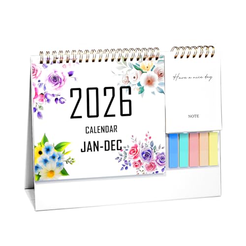 Calendario de escritorio 2026 pequeño con bloc de notas para organizar mesas llenas