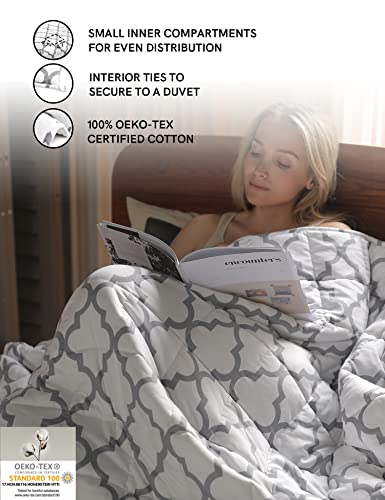 YnM Weighted Blanket,Heavy 100 Percent Oeko-Tex Certified Cotton Material, Bed Blanket for One Person of 140lbs, Ideal for Queen/King Bed (60x80 Inches, 15 Pounds, Lattice Scroll)