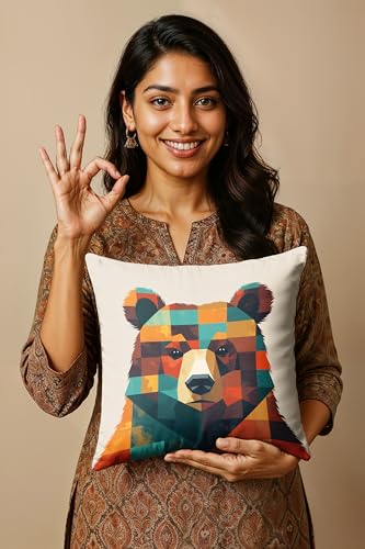 Image of Ultimate Trends Digital Printed Soft Cotton Feel Polyester Decorative Cushion Cover, Modern Eligent Designs, Heavy Long Life Fabric,18 inch X 18 inch Set of 5,Multicolor Animal