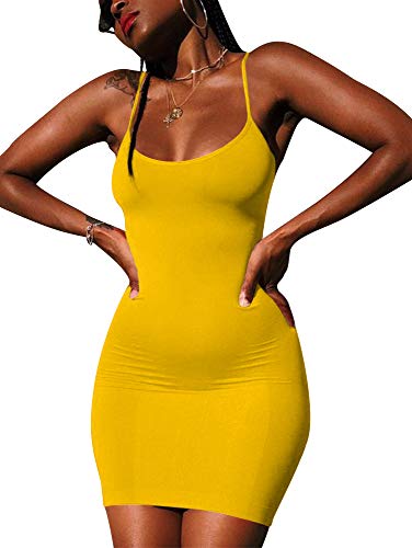 Image of LCNBA Sexy Spaghetti Strap Tank Dress Basic Backless Bodycon Club Party Mini Dress