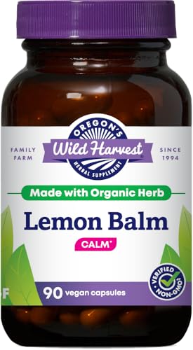 Oregons Wild Harvest Certified Organic Lemon Balm Herbal Supplement Vegan Supplement 1125 MGS 90 Count
