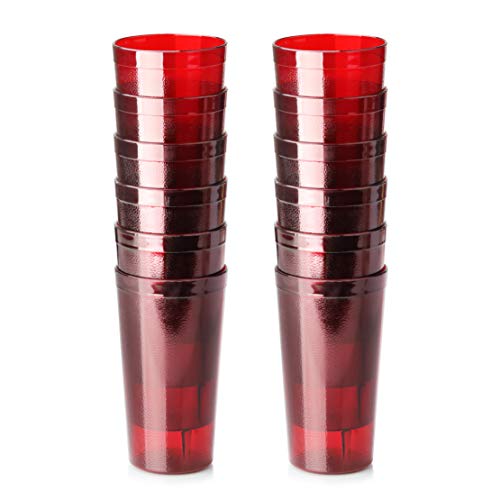 New Star Foodservice 46403 Tumbler Beverage Cup Stackable Cups Break-Resistant Commercial SAN Plastic 16 oz Red Set of 12