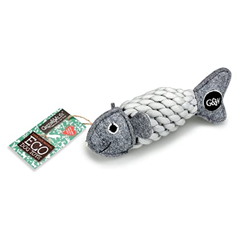 Green & Wilds Eco-Friendly Natural Dog Toy - Roger the Ropefish, Grey