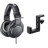 audio-technica プロフェッショナルモニターヘッドホン ATH-M20x スタジオレコーディング/楽器練習/ミキシング/DJ/ゲーム ブラック & ヘッドホンハンガー AT-HPH300