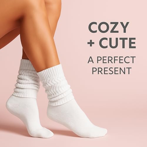 AWS/American Made Lightweight Slouch Socks for Women 3 Pairs Extra Long Scrunch Socks Soft Breathable Knit Shoe Size 5 to 103