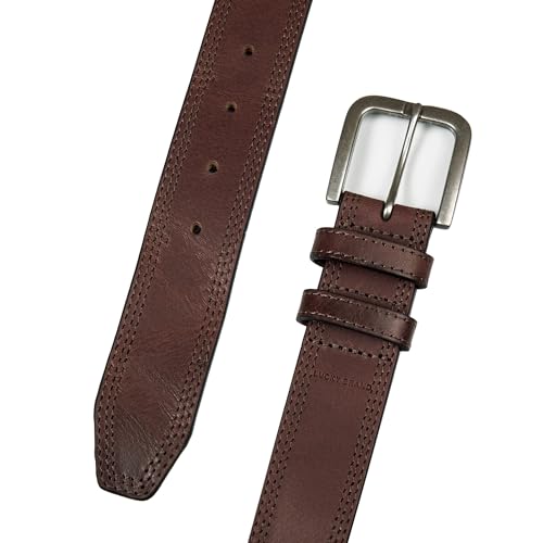 Lucky Brand Men's Stitched Leather Belt | Classic | Casual | Dress | Everyday | Western | Genuine Leather | Metal Buckle4