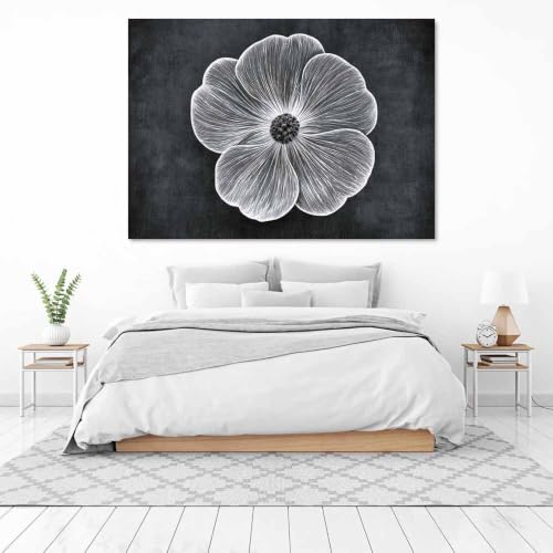 Tableau toile coquelicot noir et blanc 60x80 cm déco moderne