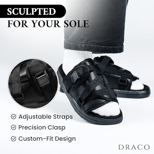 DracoSlides Original Slides for Men and Women, Made from Silk with Adjustable Straps for Wide/Narrow Feet, Sandals with Arch Support & Slip Resistant, Men & Women Footwear, Black3