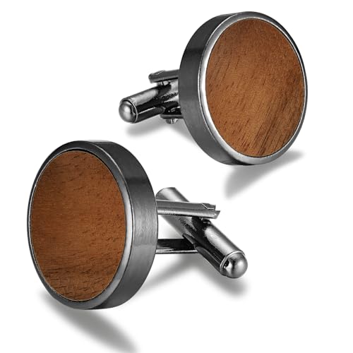 Men's Cufflinks Wood grain, Cufflinks for Men Round Solid for Regular Wedding Business Accessories Best Men