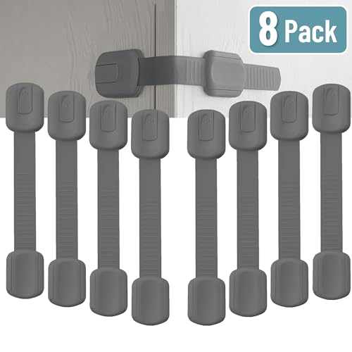 Image of Bates- Child Safety Strap Locks, 8 Pack, Gray, Baby Cabinet Locks with Adjustable Strap Length