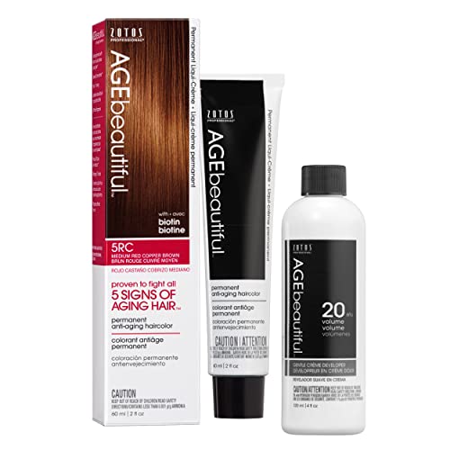 Image of AGE beautiful Permanent Hair Color Cream, 100% Gray Coverage Hair Dye with Biotin Anti-Aging Formula for Fuller, Thicker Hair, Professional Salon Quality