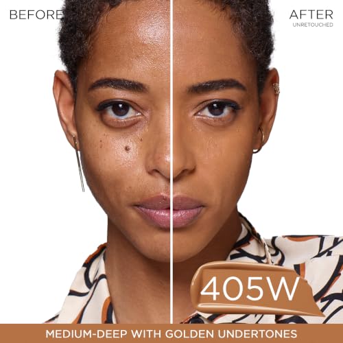 Image of Lancome Teint Idole Ultra Wear Natural Matte Foundation- Longwear, Medium-Full Coverage, Natural Finish, Waterproof & Hydrating - 405W (Medium-Deep Skin with Warm /Golden Undertones), 1 Fl Oz