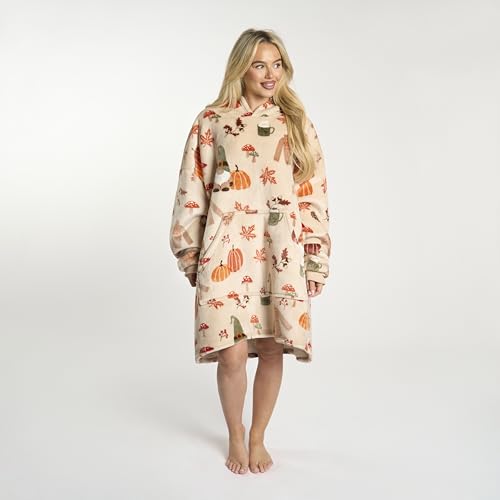 OHS Autumn Blanket Hoodie Halloween, Halloween Gifts for Adults Sherpa Fleece Winter Snuggle Hoodie Warm Soft Fluffy Wearable Hoodie Blanket for Women, One Size - Burnt Orange - Image 9
