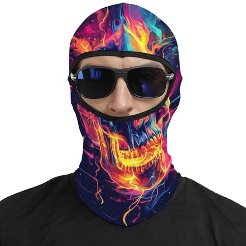 Cool Lightning Skull Ski Mask para hombres y mujeres, pasamontañas abstracto con protección para cuello para deportes al aire libre miniatura 3