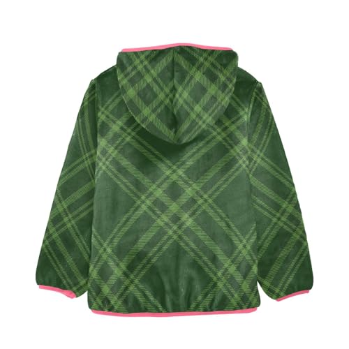 Tartan Black Green Check Kids Sherpa Jacket2