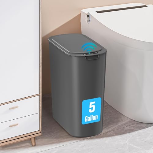 Cesun 5 Gallon Automatic Bathroom Trash Can, Touchless Motion Sensor Garbage Can with Lid, Smart...