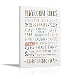 KEUSPI Play Room Rules Wall Decor Playroom Essentials Decor Boho Neutral Colors Wall Decor Canvas Wall Art Painting Paints For Home Kids Boy Toddler Playroom Bedroom Girl Nursery Homeschool Posters 11x14