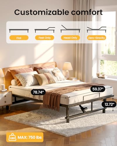 Image of Mixcous Adjustable Bed Base - Electric Queen Adjustable Bed Frame with Zero Gravity, Head & Foot Lift, Remote Control, Quiet Motor, Compatible with Memory Foam & Hybrid Mattresses, Easy Assembly