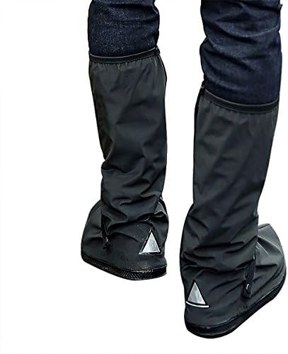 WS Waterproof Shoes Cover with Reflector Rain Snow Boots Black Reusable Covers Gear for Motorcycle Fishing-1 Pair (Style#1, L)