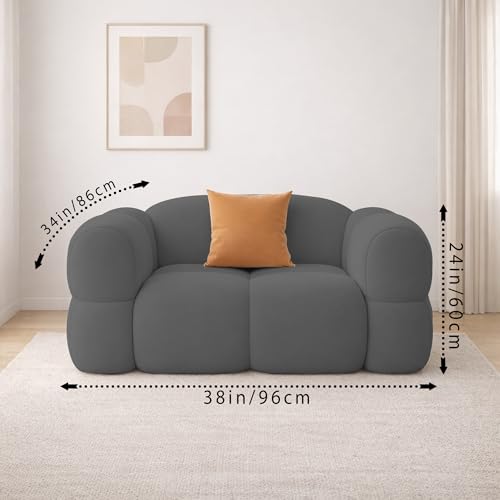 Image of Casaliving Vetras Modern Velvet Bubble Cloud Sofa, Tufted Design Upholstered 1 Seater Sofa Set for Living Room, (Dark Grey Colour) Premium Velvet Fabric Sofa