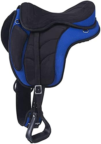 BNB International Synthetic Treeless Bareback Full Suede Long Flap FREEMAX Western Endurance Lightweight Horse Saddle Tack Free Stirrups Size: 10"-18" inches Seat Available F05