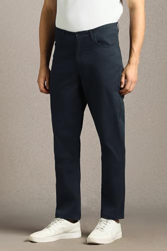 Image of Louis Philippe Men's Slim Fit 5 Pocket Made of Stretch Fabric Solid Casual Trouser