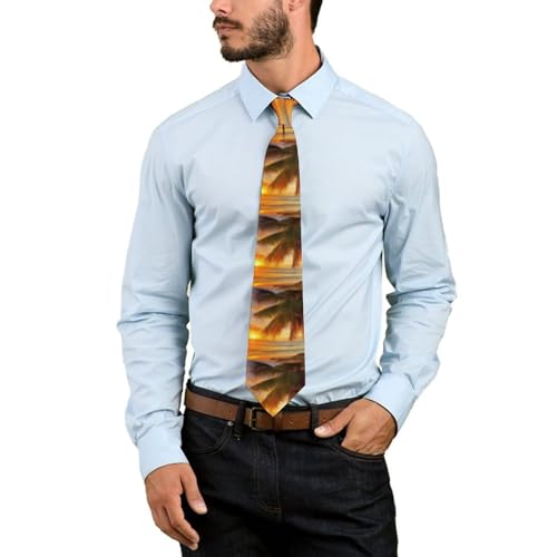 Corbata Hombre Tropical Playa Atardecer con Pañuelo miniatura 5