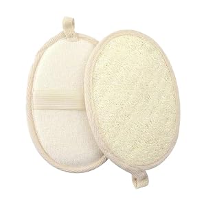 Loofah,Body Scrubber Exfoliating Bath Shower Natural Sponge Scrub Exfoliator Baths Pad Gel Skin Back Luffa Towel Cleansing Washing Brush Deep Gloves Puff Set Scrubbers Bathroom Beige,for Women Men