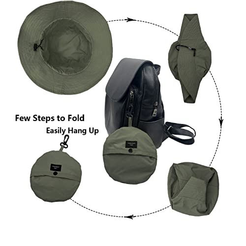 Image of woogwin Waterproof Bucket Rain Hat with Chin Strap Quick Dry Packable Boonie Sun Hat Safari Hat UV Protection