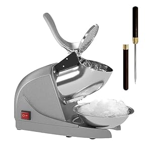 OKF Ice Shaver Prevent Splash Snow Cone Machine, Electric 3 Blades Shaved Ice Machine, 380W Ice Shaver Machine, 286lbs/hr Snow Cone Maker, Ice Crushers for Home Use and Commercial Ice Crusher (Silver)