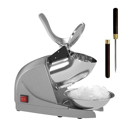 OKF Ice Shaver Prevent Splash Electric Three Blades Snow Cone Maker Stainless Steel Shaved Ice Machine 220lbs/hr Home and Commercial Ice Crushers (Silver)