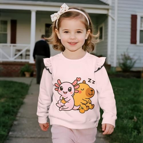 Girls Sweatshirt with Ruffle Long Sleeve Hoodies Crewneck Shirt Cloth for Toddler Kids4