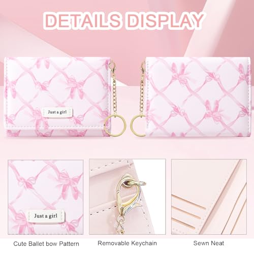 Image of Sunwel Fashion Cute Coquette Bow Wallet with Key-chain for Women Girls