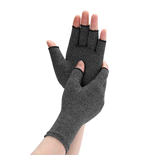 Arthritis Compression Gloves Relieve Pain from Rheumatoid, RSI, Carpal Tunnel, Rheumatiod, Tendonitis, Hand Gloves Fingerless for Dailywork - Men & Women - Open Finger (Gray, XL)