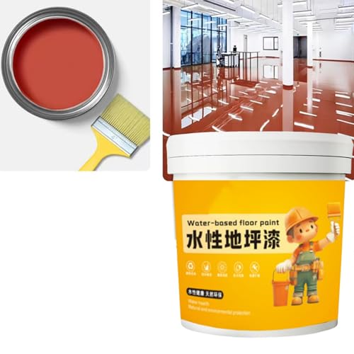 Peinture de sol époxy à base d'eau imperméable, 300g de peinture pour sol en béton avec brosse, peinture antidérapante à séchage rapide pour sol en béton pour garage à domicile brun fer