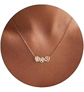 Dainty Birth Flower Necklace for Women, Custom 1-6 14K Gold Plated Birth Month Flower Necklace Pe...