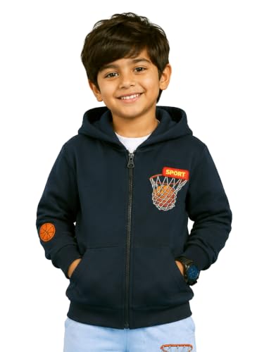 Image of Unisex Kids Solid Full Sleeve Zip Front Open Hooded Sweatshirt