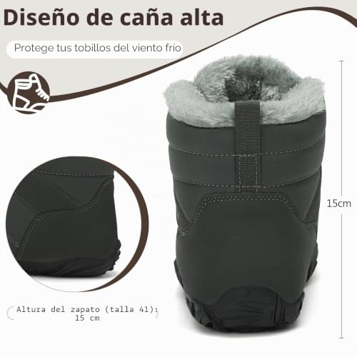Miniatura 6 de Mishansha Barefoot Botas Invierno Hombre Mujer Zapatos De Invierno Cálidas Cómodas Botas De Nieve Antideslizantes Flexibles Botines Descalzos Con Forrados Caliente, Gris Plomo 42eu