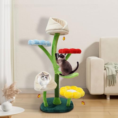 Rascador para gatos de interior 6 niveles con hamacas miniatura 5
