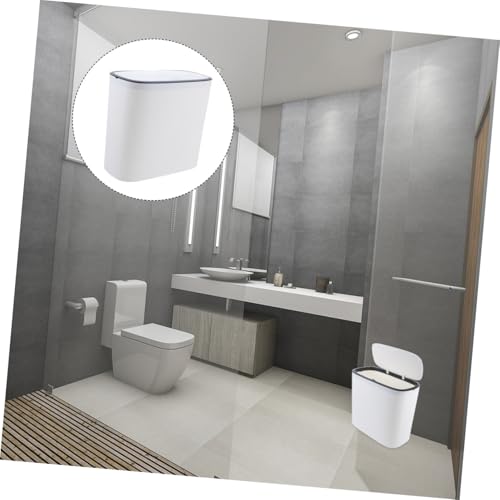 Caneca de basura rectangular blanca con tapa tipo push miniatura 7