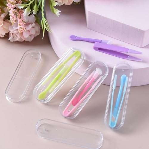 Image of 2 Pcs Contact Lens Tools with Tweezers and Suction Stick, Lens Applicator Tool Set,Eye Lens Care Kit for Daily Use and Travel, includ Blue and Pink