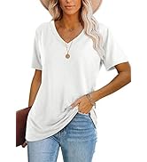 WIHOLL Womens Tops Casual Short Sleeve V Neck T Shirts