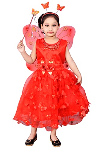 Image of Baby Girls Midi /Knee Length Festive /Wedding Dress (Colour-Red)-Article No.98