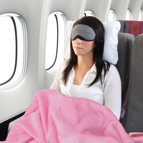 Travel blanket 2 in 1, Soft and warm travel pillow and blanket, Ultralight Portable travel blanket airplane with soft bag pillowcase for Airline travel Business trip and Office (pink) - Image 6