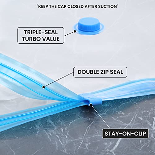 Image of ABOUT SPACE 6 Pcs Vacuum Bags for Travel with Pump-Reusable Packing Vacuum Storage Bags for Cloth with Ziplock,Space Saver Bags /Sealer Bags for Home 40X60,50X70,60X80,70X100,80X100,80X120