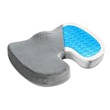 Amassage Seat Cushion for Office Chair - Non-Slip Orthopedic Gel & Memory Foam - Coccyx, Prostate Pain Relief(Grey)