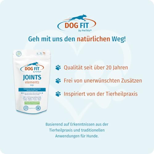 DOG FIT by PreThis® Joints Elements für Hunde I Mit Glucosamin, Chondroitin, MSM & Kollagen I Ohne künstliche Zusätze (Large ab 25 kg)